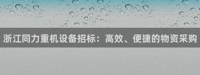 顺盈娱乐平台下载：浙江同力重机设备招标：高效、便捷的物资采购